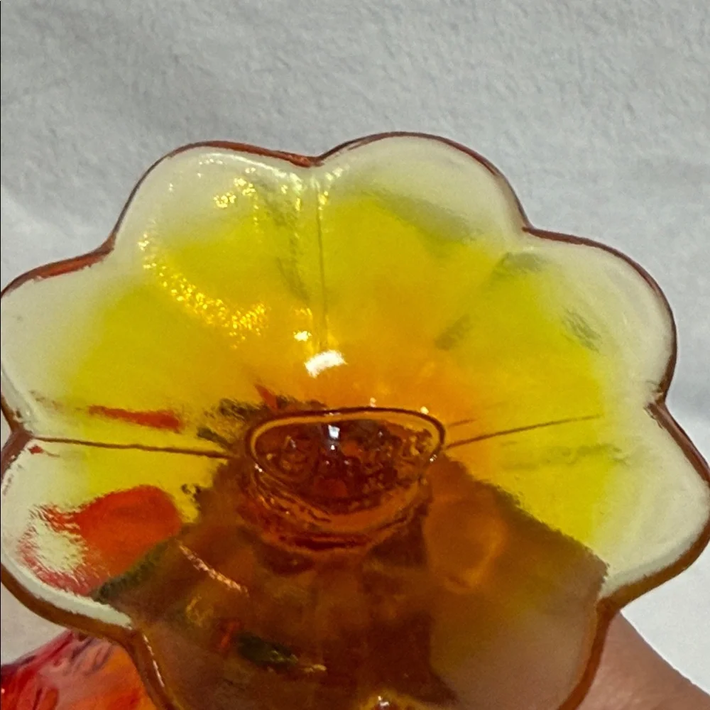 Fenton Ambèrina Ruffled Glass Thumbprint 6inch Pedestal Compote